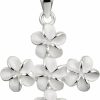 Online Aloha Jewelry Company 925 Sterling Silver Plumeria Flower Cross Pendant With 18\" Box Chain, Gold Plated, Nickel Free Hypoallergenic For Sensitive Skin, Hawaiian Jewelry For Women, Gift Box Included