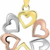 Wholesale Jewelry America Jewelry America Solid 14K Tri-Color Gold Round Heart Charm Love Pendant