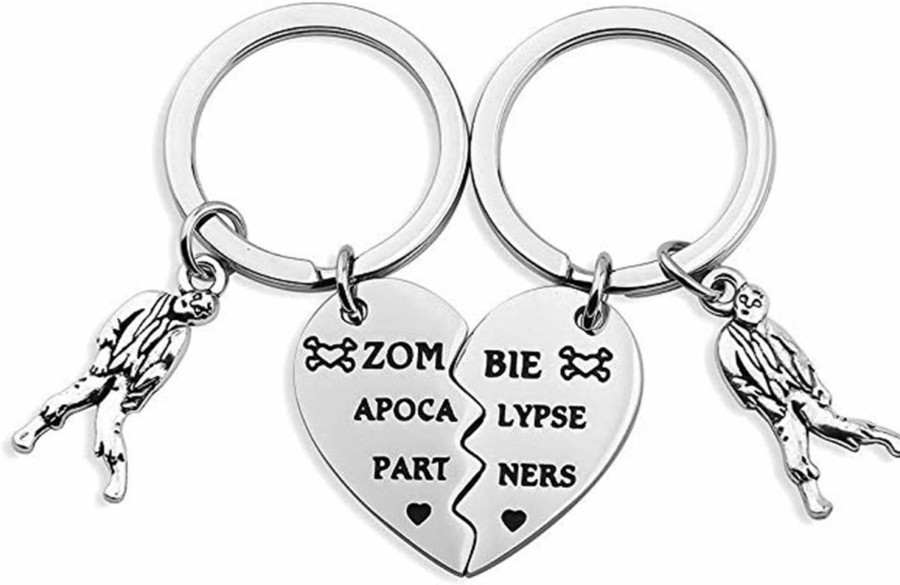 New MYOSPARK Myospark Zom-Bie Apocalypse Partners Broken Heart Keychain Set Walking Dead Gift For Bff Best Friends Partners