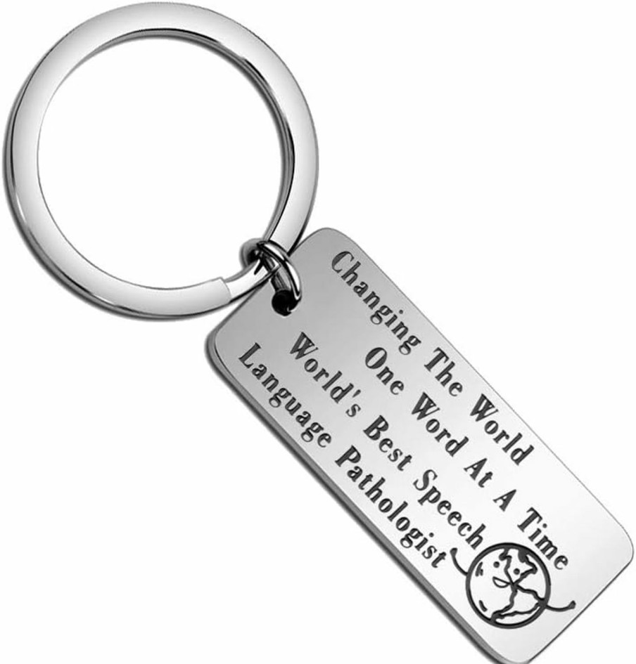 New Baige Speech Language Pathologist Keychain Changing The World One Word At A Time Key Ring Slp Gift