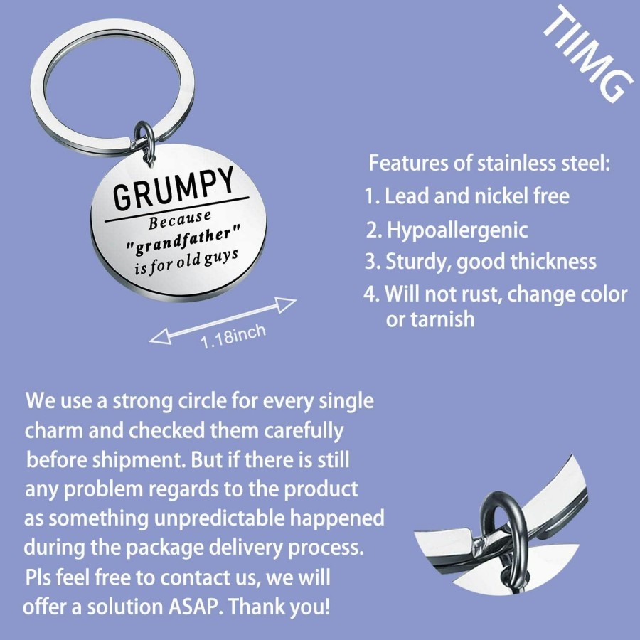 Hot TIIMG Tiimg Grumpy Keychain Grandfather Fathers Day Gift Grumpy Gifts For Grandpa Grandpa Keychain