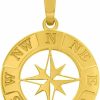 Hot Jewelry America Jewelry America 14K Yellow Gold Round 8-Point Star Compass Charm Pendant