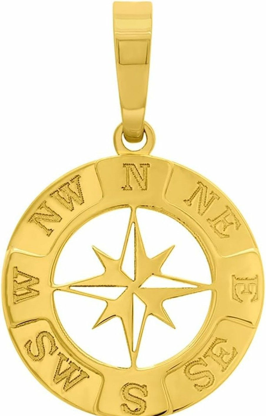 Hot Jewelry America Jewelry America 14K Yellow Gold Round 8-Point Star Compass Charm Pendant