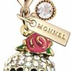 Online Monnel Monnel Mc168 Crystal 3D Rose Skull Lobster Clasp Charm Pendant With Velvet Bag (Gold, 1 Piece)