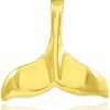 Hot Claddagh Gold Sea Life Collection Solid 14K Yellow Gold Whale Tail Pendant Or Charm (9/10\" Long)