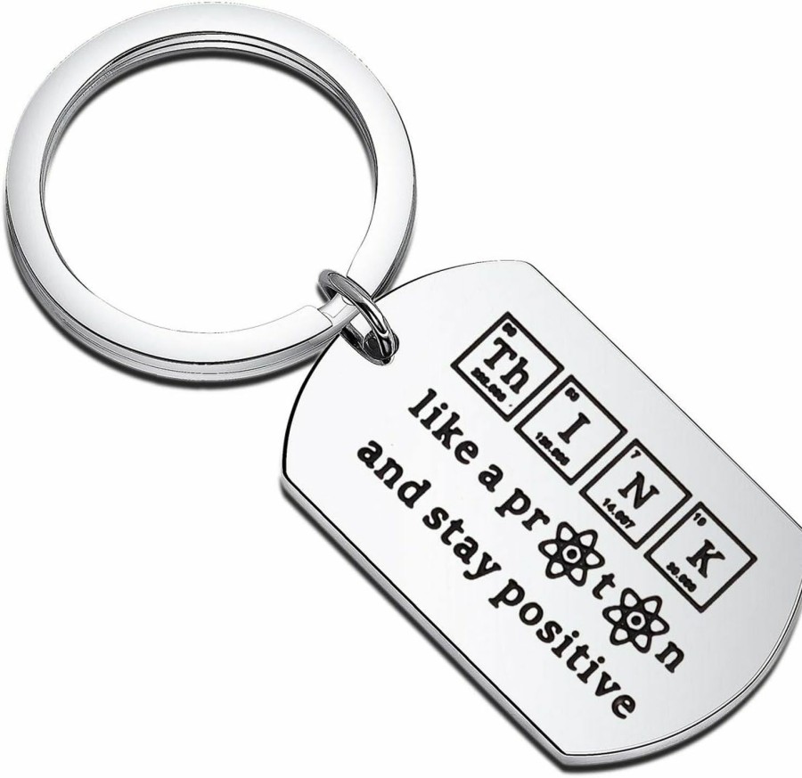 Online FEELMEM Feelmem Chemist Keychain Chemist Gift Chemistry Science Jewelry Keychain Physics Gift Think Like A Proton Stay Positive