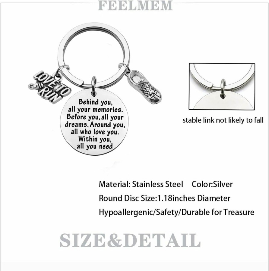 Online FEELMEM Feelmem Marathon Runner Gifts Running Keychain Cross Country Track Marathon Jewelry Marathon Running Gift Track Gift