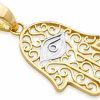 Hot The World Jewelry Center 14K Real Two Tone Gold Hamsa Charm Pendant (Size : 21 X 11 Mm)