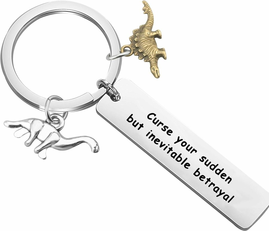 New bobauna Bobauna Curse Your Sudden But Inevitable Betrayal Inspired Keychain With Dinosaur Charm Travel Dinosaur Lover Gift