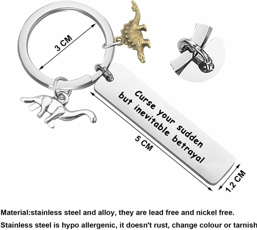 New bobauna Bobauna Curse Your Sudden But Inevitable Betrayal Inspired Keychain With Dinosaur Charm Travel Dinosaur Lover Gift