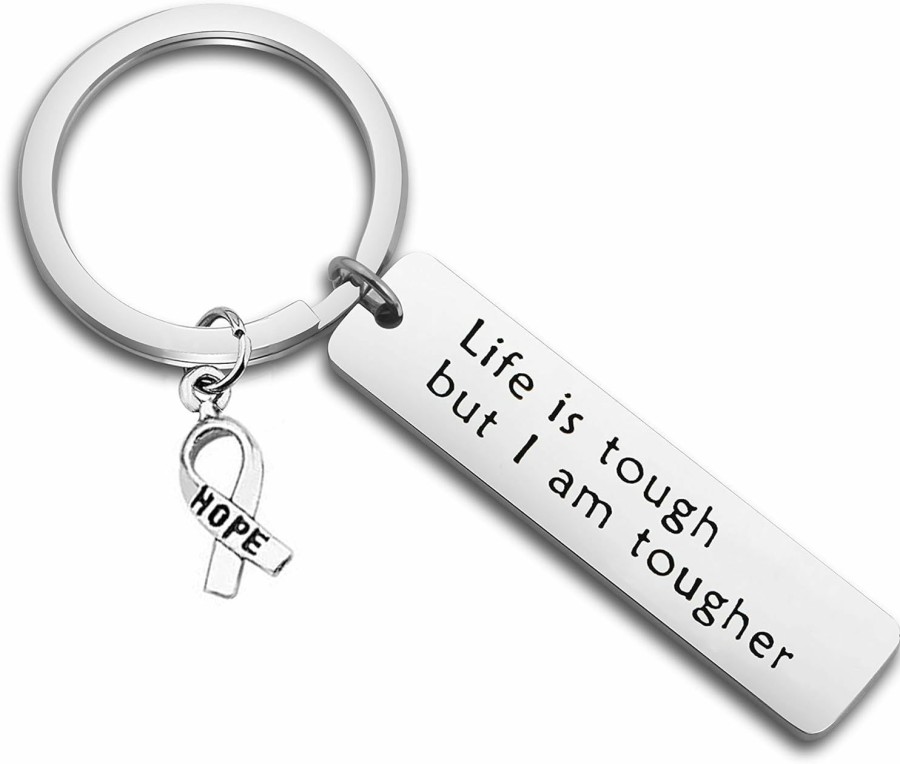 Wholesale FEELMEM Feelmem Cancer Survivor Keychain/Bracelet Gift Life Is Tough But I Am Tougher Cancer Fighter Gift