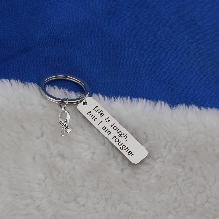 Wholesale FEELMEM Feelmem Cancer Survivor Keychain/Bracelet Gift Life Is Tough But I Am Tougher Cancer Fighter Gift