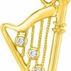 Online Jewelry America Jewelry America Solid 14K Yellow Gold Cz Harp Charm Musical Instrument Pendant