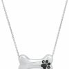 Clearance Dazzlingrock Collection Dazzlingrock Collection 0.05 Carat (Ctw) Round Black Diamond Ladies Dog Bone Paw Pendant, Sterling Silver