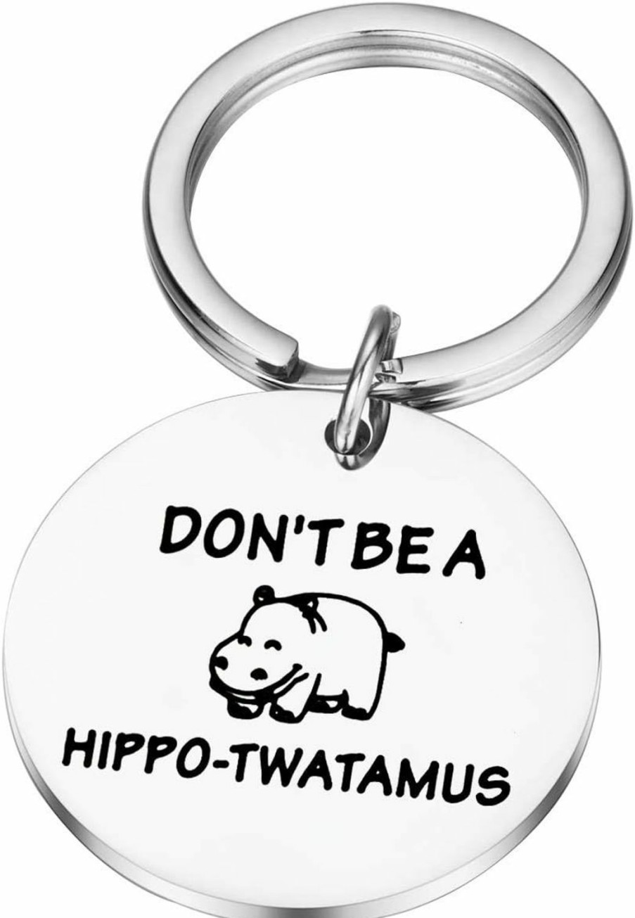 Hot Lywjyb Birdgot Lywjyb Birdgot Hippo Keychain Hippo Theme Inspirational Gift Don'T Be A Hippo-Twatamus Keychain Funny Gift Idea For Friend