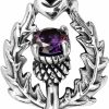 Hot W | S WITHLOVE SILVER Withlovesilver 925 Sterling Silver Scottish Style Thistle Heart Round Simulated Purple Cubic Zirconia Pendant