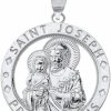 New CaliRoseJewelry Calirosejewelry 10K Gold Saint Joseph Pray For Us Round Charm Pendant