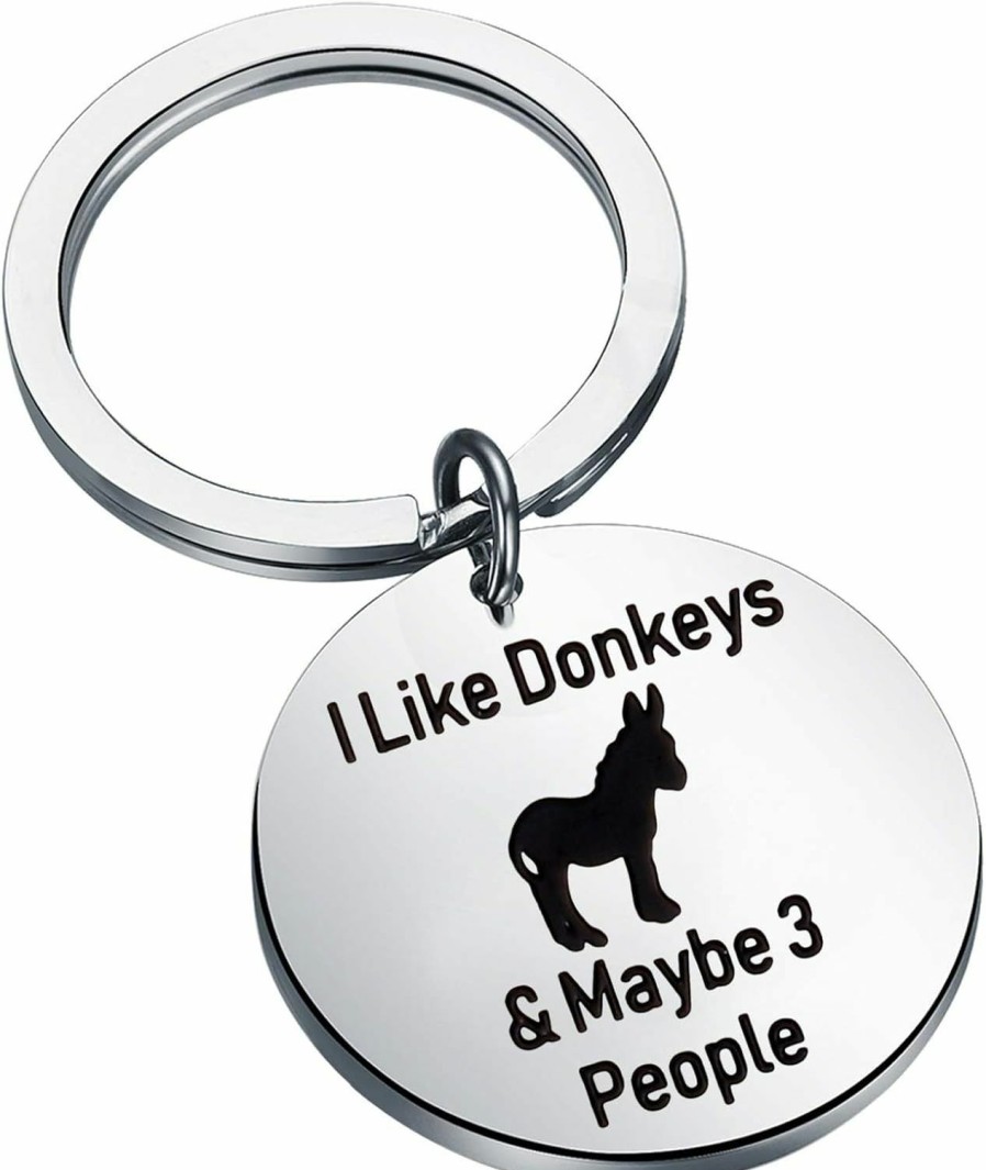 Online BEKECH Bekech Funny Donkey Gift Donkey Keychain I Like Donkeys & Maybe 3 People Donkey Keychain