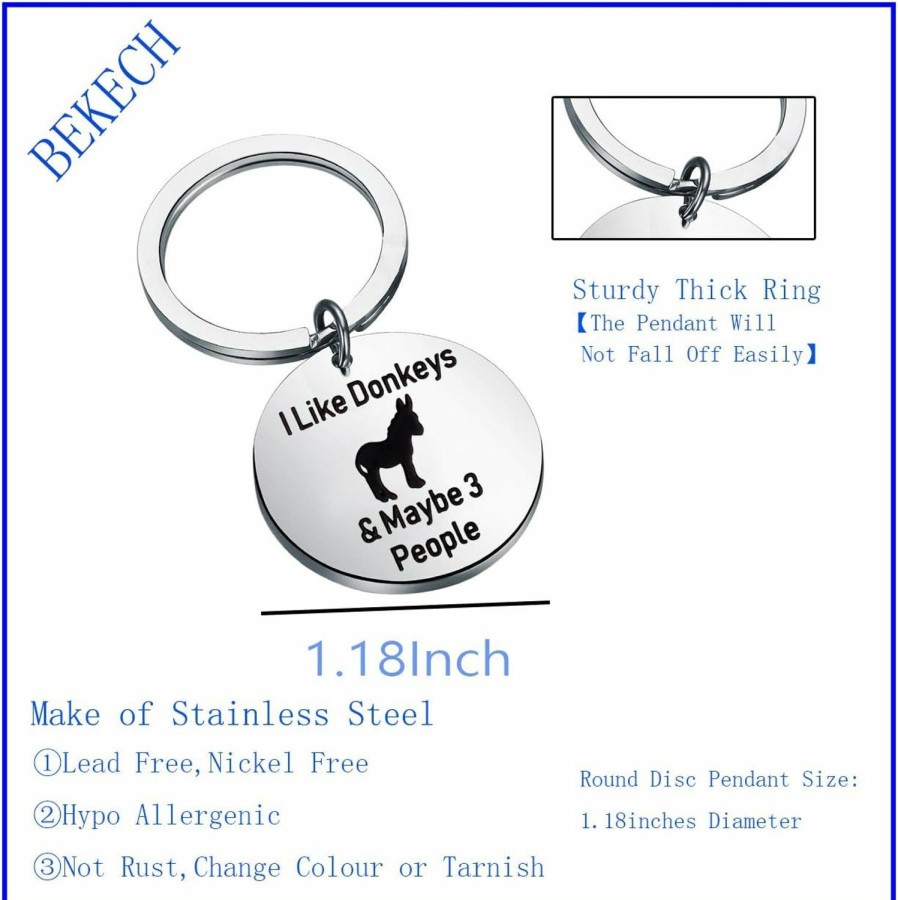 Online BEKECH Bekech Funny Donkey Gift Donkey Keychain I Like Donkeys & Maybe 3 People Donkey Keychain