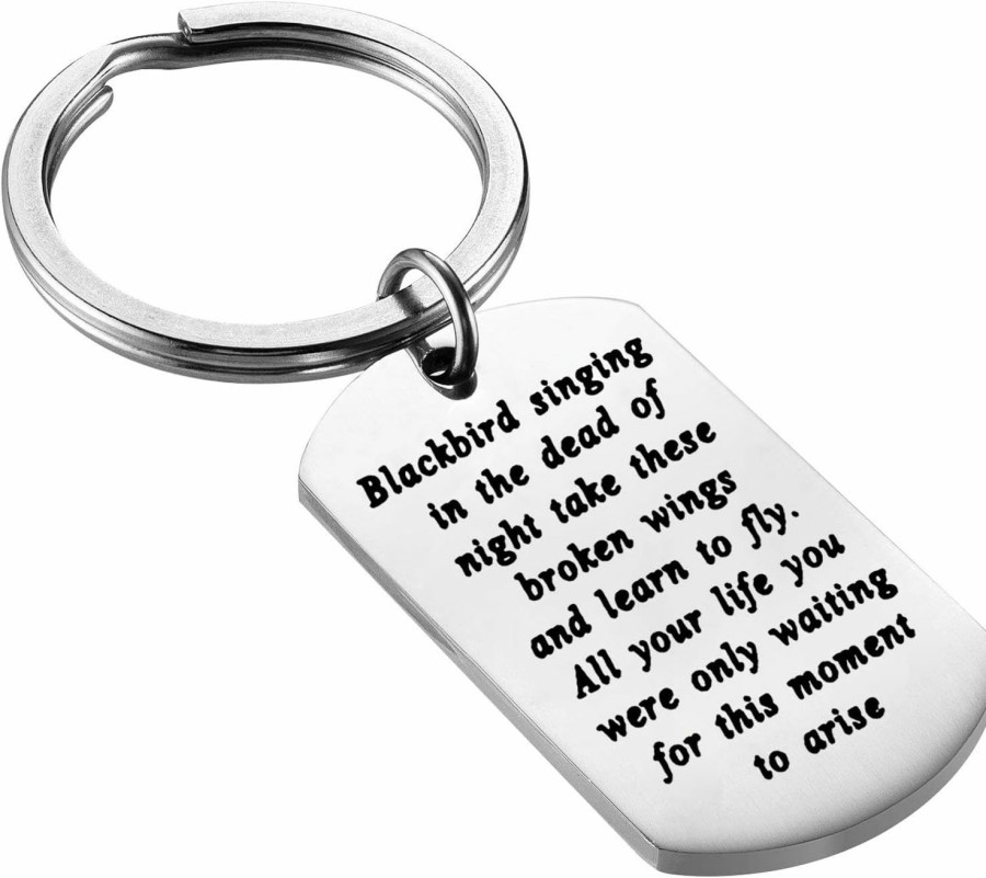 Best FEELMEM Feelmem Song Lyrics Art Jewelry Blackbird Singing Song Quote Keychain