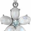 Best Silvershake Silvershake Natural Moonstone And Blue Topaz White Gold Plated 925 Sterling Silver Flower Pendant