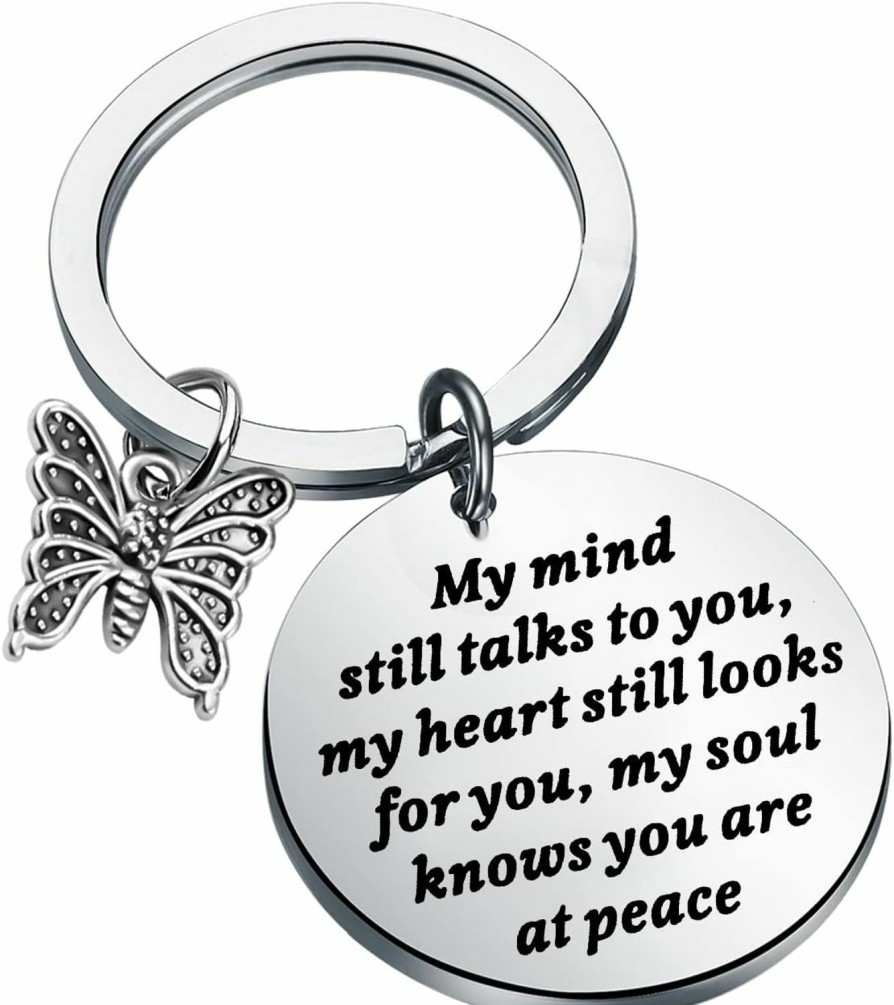 Best PLITI Pliti Butterfly Memorial Gift In Memory Of Loved One Gift Butterfly Lover Gift My Mind Still Talks To You Sympathy Keychain