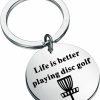 Best WSNANG Wsnang Disc Golf Keychain Golfer Gift For Player Life Is Better Playing Disc Golf Golfing Lover Keychain