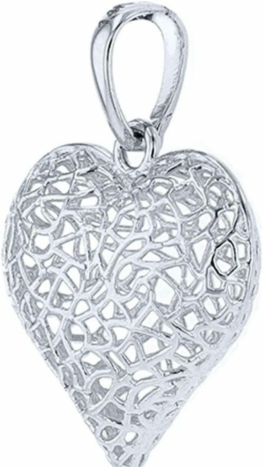 Hot Love by Jewelry America Textured 14K White Gold Puffed Filigree Heart Charm Pendant