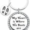 Online WAJJUAN Wajjuan Military Gift My Heart Is Where His Boots Are Keychain Army Jewelry Deployment Gift For Soldier Military