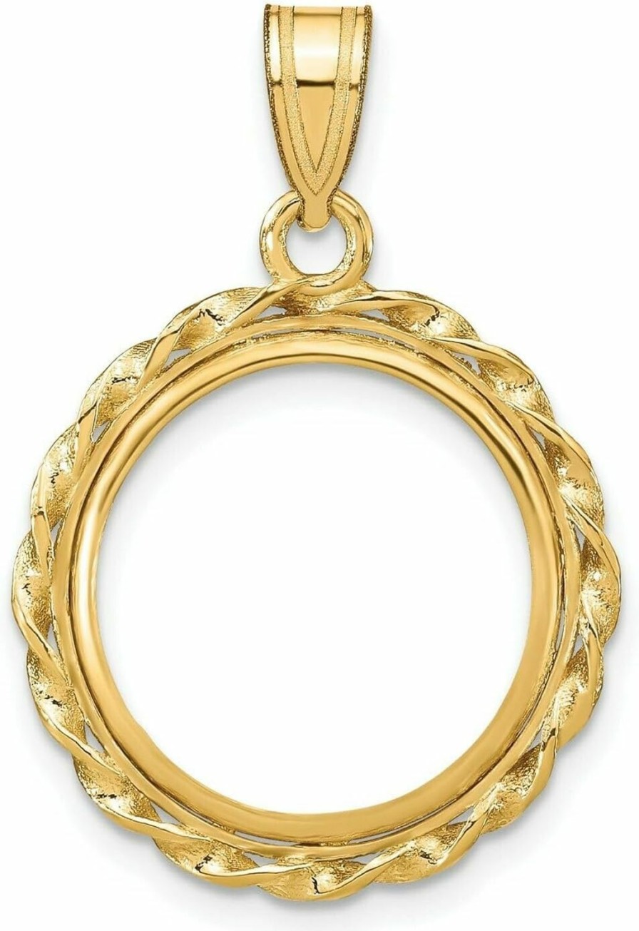 Clearance Generic Accessories & Jewelry 14K Yellow Gold Twist Wire Coin Bezel Pendant Prong Mounting Fits Various Coins Index-Fgt9985-6006