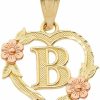 Clearance CaliRoseJewelry 10K Two-Tone Initial Heart Pendant For Women In Yellow And Rose Gold