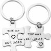 Online FUSTMW Fustmw Couple Wedding Gifts Mr Mrs Est 2024 Keychain Set Newlyweds Gifts Wife Husband Engagement Gifts