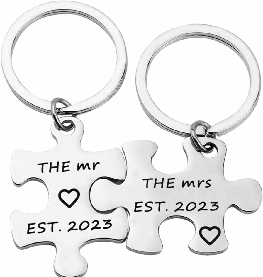 Online FUSTMW Fustmw Couple Wedding Gifts Mr Mrs Est 2024 Keychain Set Newlyweds Gifts Wife Husband Engagement Gifts