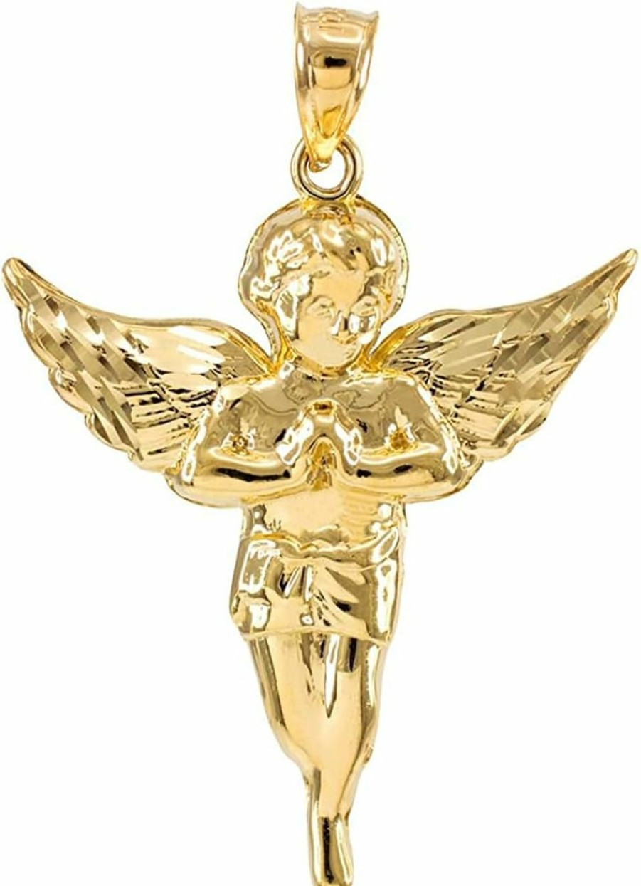 Hot Religious Jewelry by FDJ 10K Yellow Gold Angel Heavenly Guardian Pendant Charm - Choice Of Pendant Size