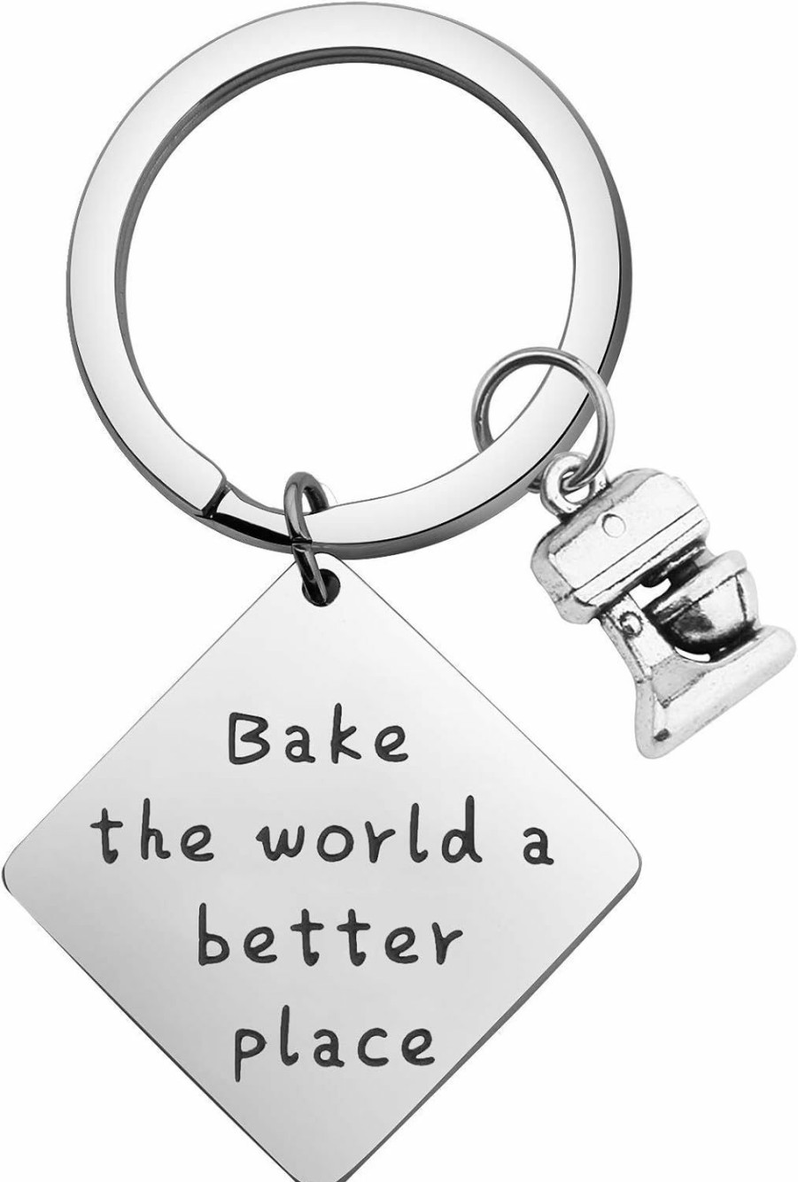 Best MAOFAED Maofaed Gift For Baker Bake The World A Better Place Culinary Student Gifts Bake Lover Keychain Gift