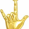 Clearance Claddagh Gold 14K Gold I Love You Hand Sign Language Charm Pendant