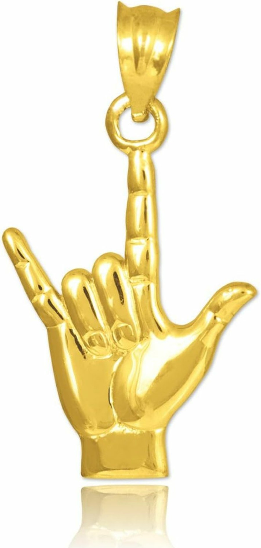 Clearance Claddagh Gold 14K Gold I Love You Hand Sign Language Charm Pendant