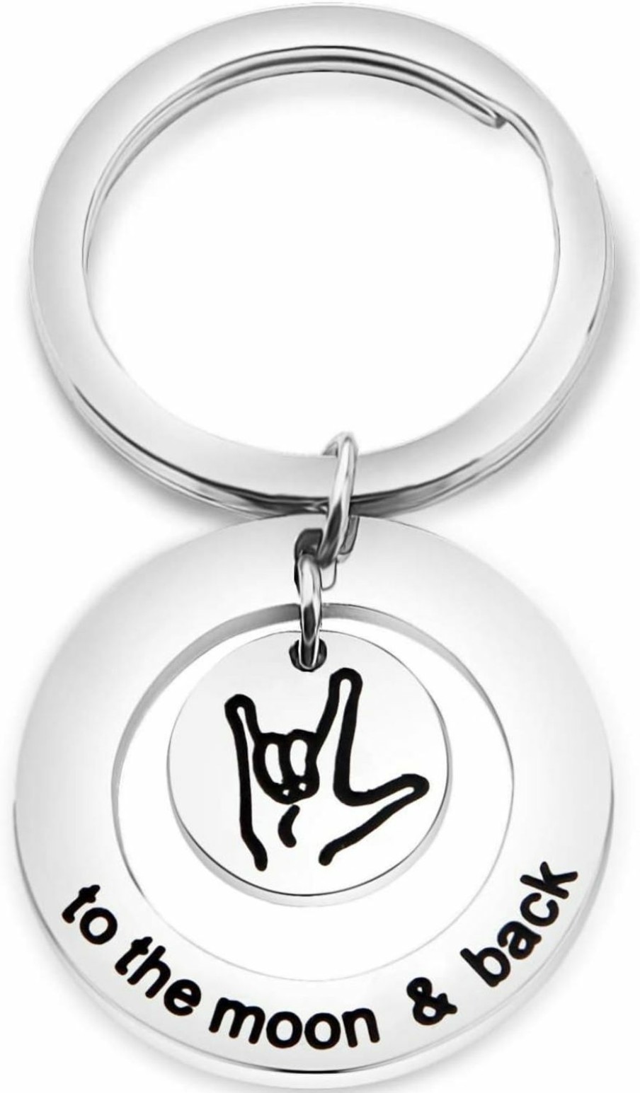 Hot AKTAP Aktap Sign Language Jewelry I Love You To The And Back Keychain Asl Sign Language Gift Interpreter Gift