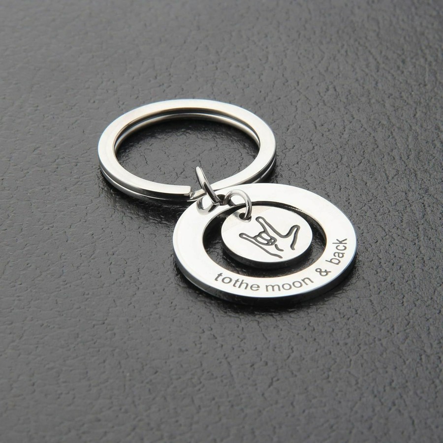 Hot AKTAP Aktap Sign Language Jewelry I Love You To The And Back Keychain Asl Sign Language Gift Interpreter Gift