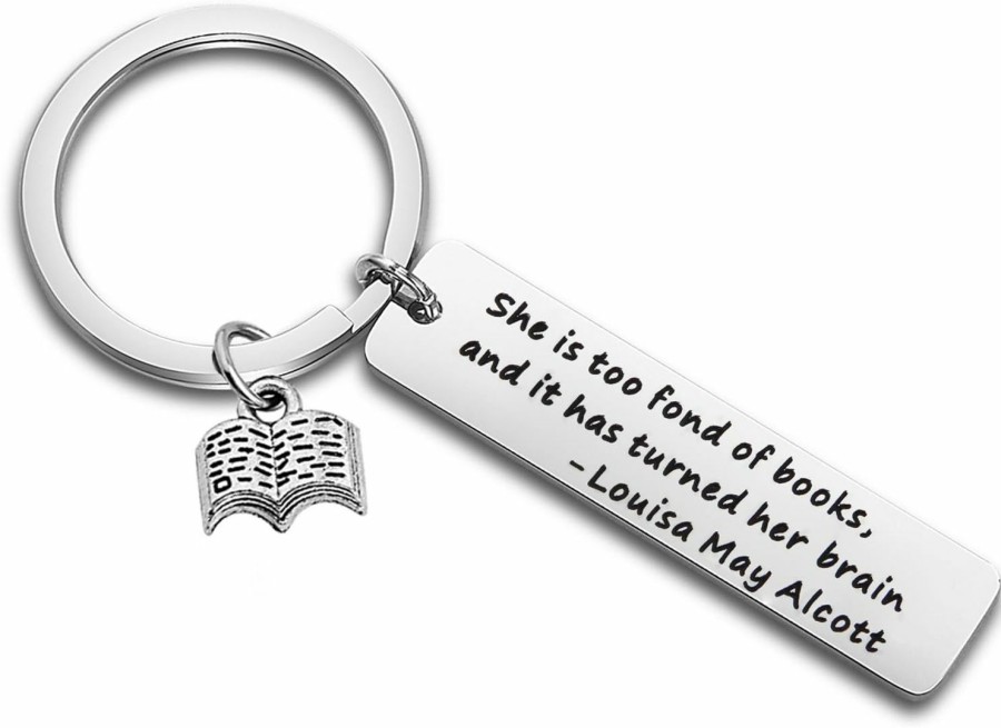 Best LQRI Qiier Book Lover Reading Book Club Keychain She Is Too Fond Of Books Quote Jewelry Bookworm Gift