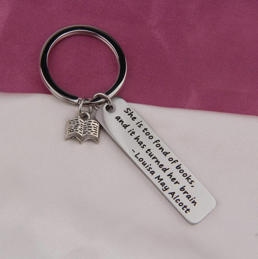 Best LQRI Qiier Book Lover Reading Book Club Keychain She Is Too Fond Of Books Quote Jewelry Bookworm Gift