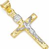 Wholesale The World Jewelry Center 14K Real Two Tone Gold Religious Crucifix Jesus Cross Charm Pendant