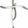 Clearance AeraVida Aeravida Modern Wavy Cross Marcasite Style Pyrite .925 Sterling Silver Pendant