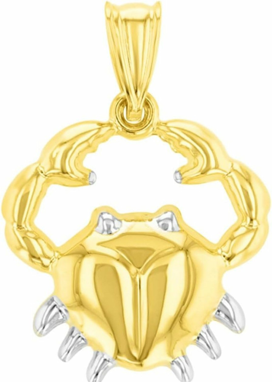 Online Jewelry America Jewelry America High Polish 14K Yellow Gold Cancer Zodiac Sign Pendant Crab Charm