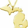 New Meiligo 18K Gold Silver Country Map Charm Pendant Michigan State Map Necklace Jewelry