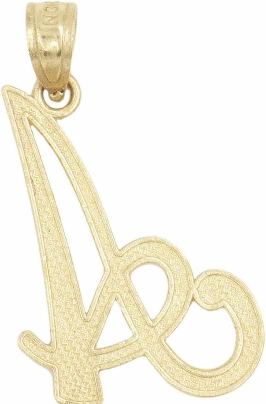 Hot Ice on Fire Jewelry Ice On Fire Jewelry 14K Solid Real Gold Cursive Initial Pendant, English Alpahbet A-Z Letter Charm With Diamond Cut (A)