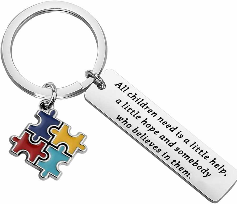 Clearance bobauna Bobauna Autism Awareness Keychain Autism Puzzle Piece Jewelry Autism Support Gift