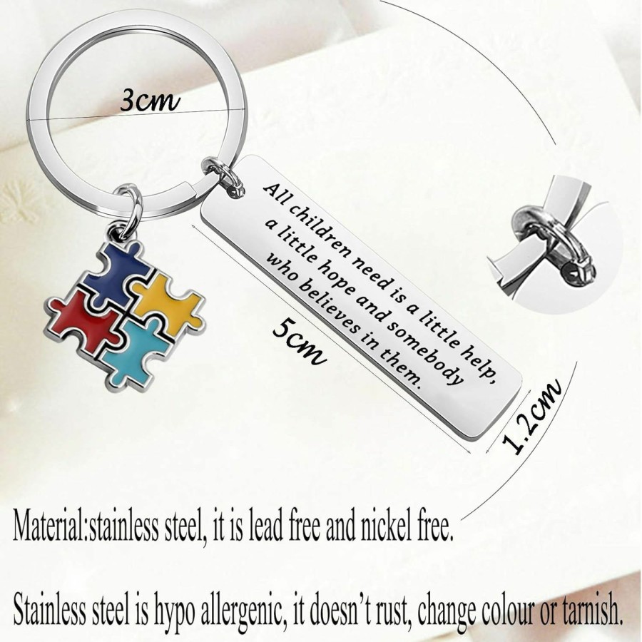 Clearance bobauna Bobauna Autism Awareness Keychain Autism Puzzle Piece Jewelry Autism Support Gift