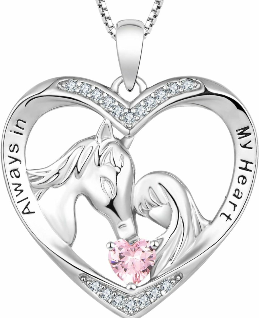 Clearance YL Yl Horse Necklace 925 Sterling Silver Heart Pendant 18K White Gold Plated Animals Jewelry For Women