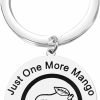 Wholesale BEKECH Bekech Mango Lovers Gift Just One More Mango I Promise Keychain Gift For Tropical Fruit Lovers Summer Fruit Lovers (Silver)